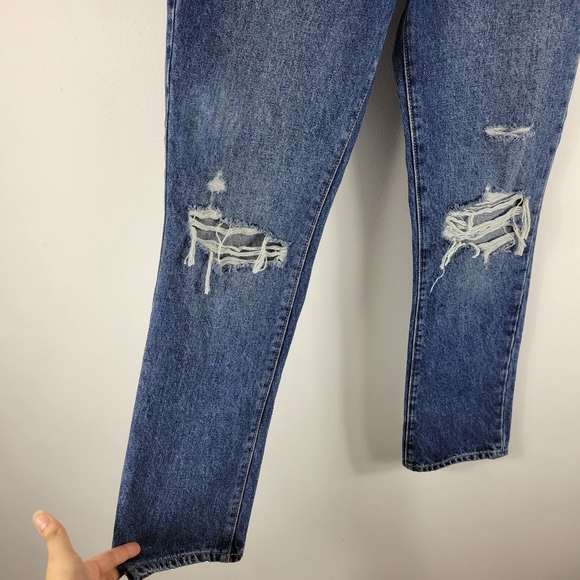 Lovers + Friends Reece Vera Cruz Distressed Button Fly Slim Straight Ankle Jeans - Picture 7 of 16